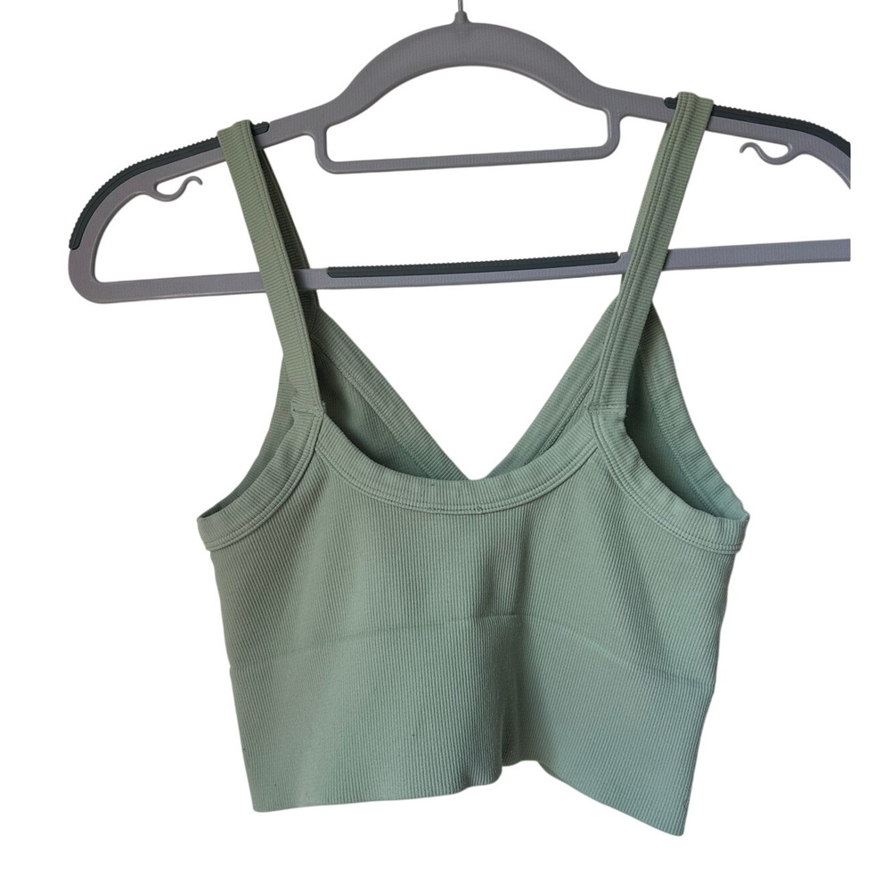 Green Ribbed Crop Top - Small - Picture 2 of 3